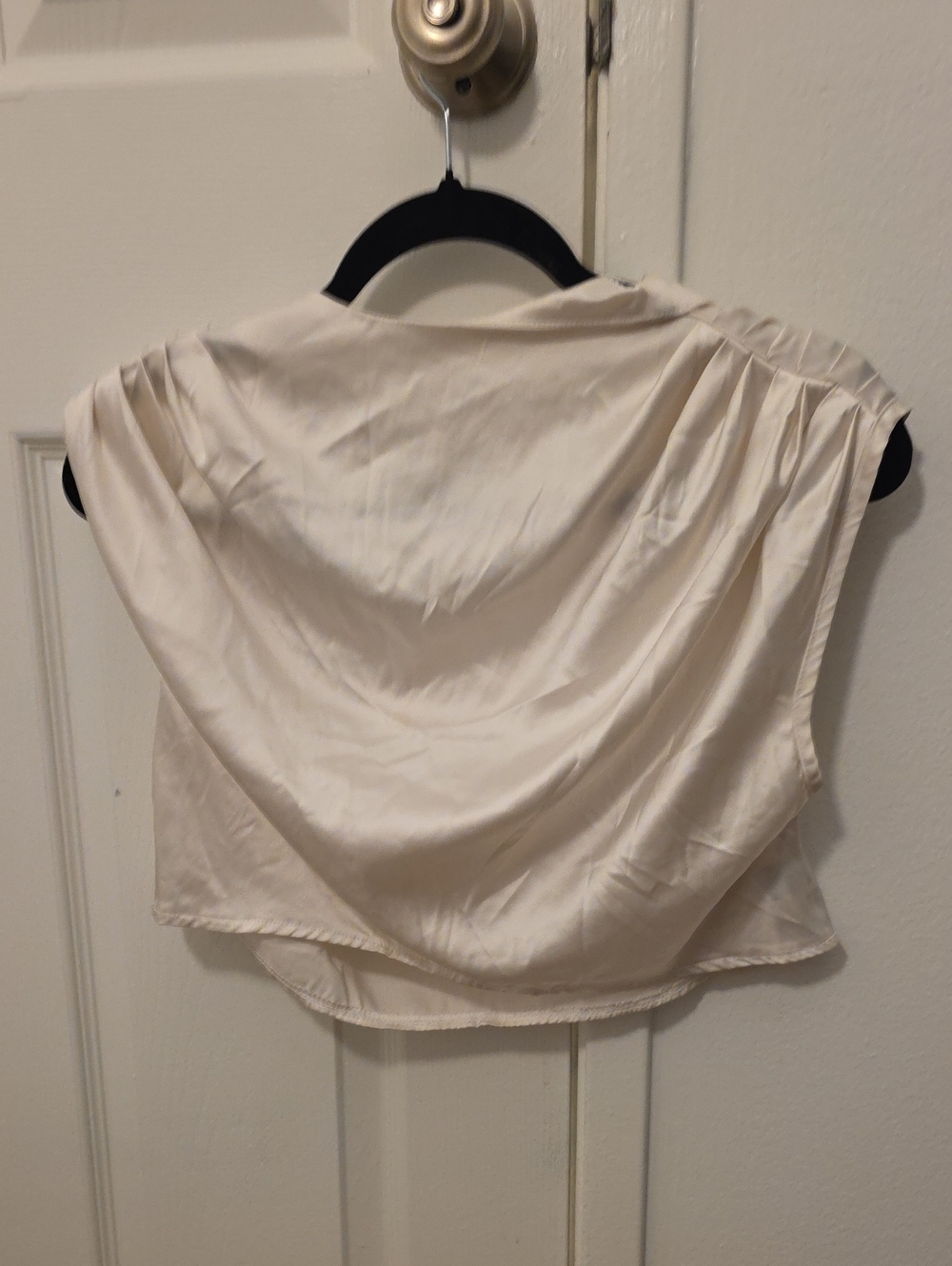 Women’s Cream Draped Satin Top